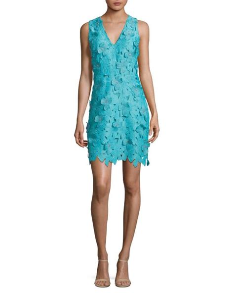 michael kors floral applique lace dress blue